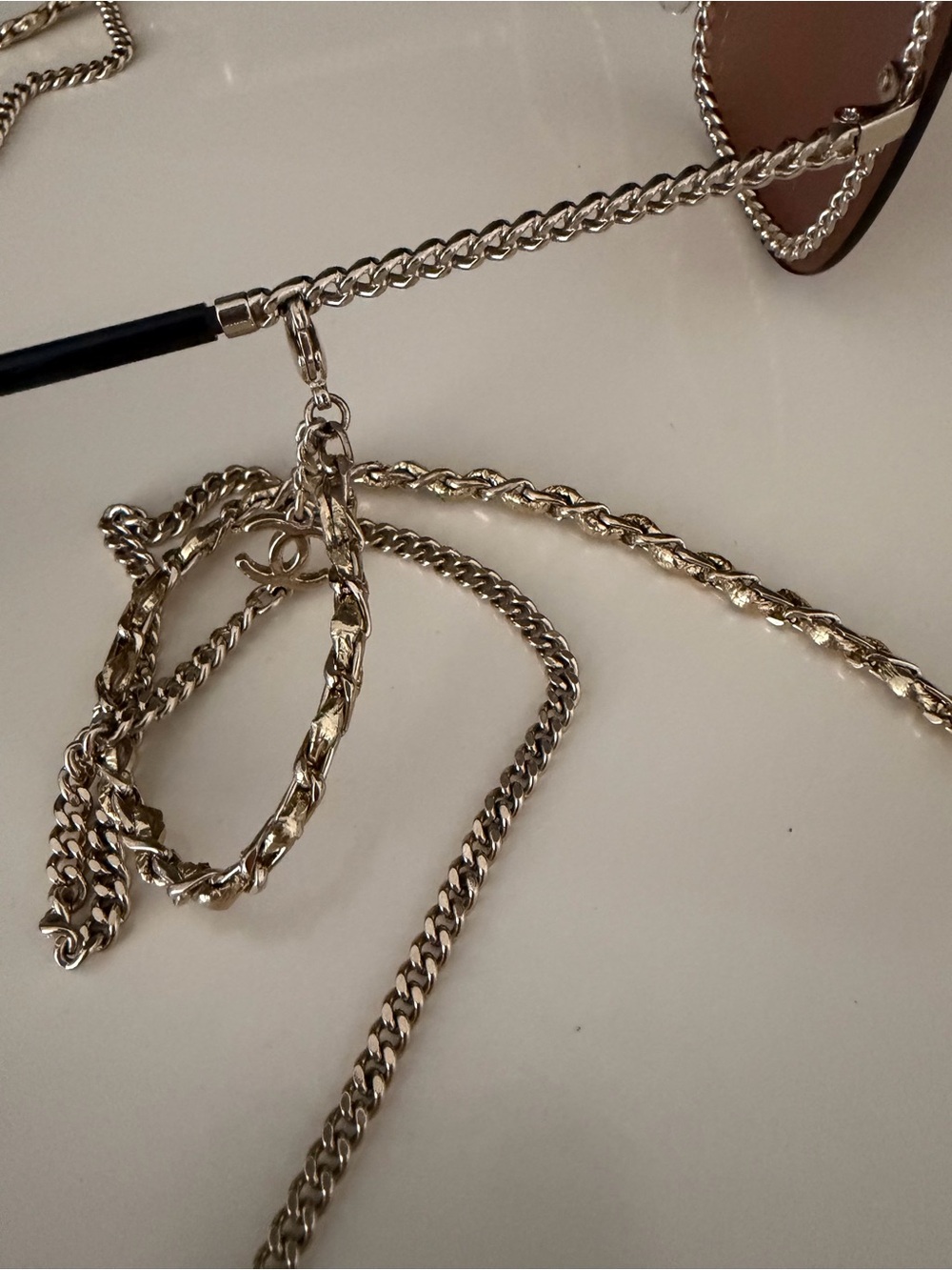CHANEL Square Sunglasses with Pink/Brown Lenses and Gold Chain Ch4244 Col. 395/3 - Picture 7 of 7